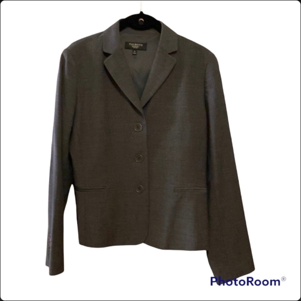 Gray 87% wool Talbot’s blazer, 8P.